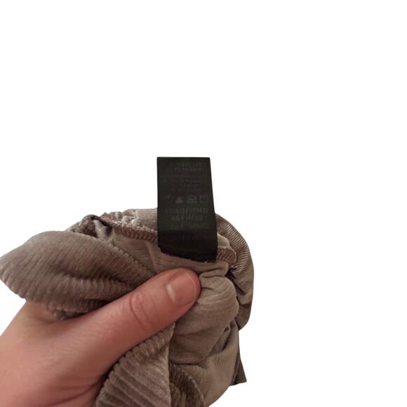 Chocolate USA Wide Leg Ribbed‎ Velvet Pants Taupe Shimmer Soft Stretch Lounge L - Picture 6 of 8